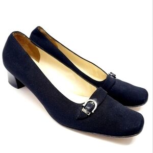 Salvatore Ferragamo | Women's Classic Black Vintage Square Toe Heels (Size 8B)